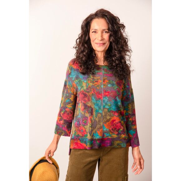 HABITAT Super Soft Fleece Boxy Artsy Slouchy Sweater Color Drench Lagenlook XL - Picture 2 of 8